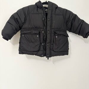 Zara 3-4T puffer coat black outdoors boy winter